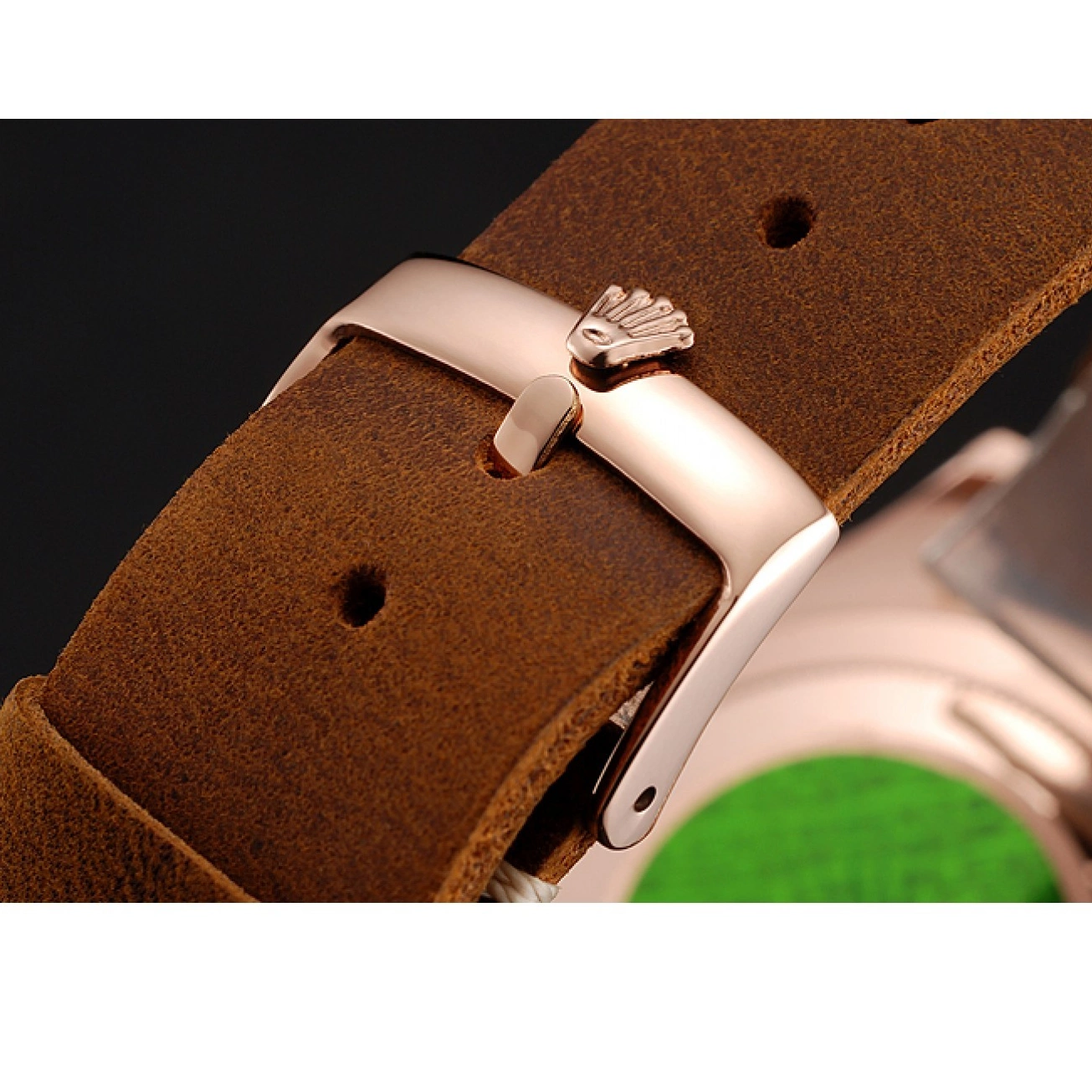 Good Copy Rolex Watches Black Rolex Bezel Brown 1453860 Leather Bracelet Yacht Rose Dial Case Gold Brown Master 0806